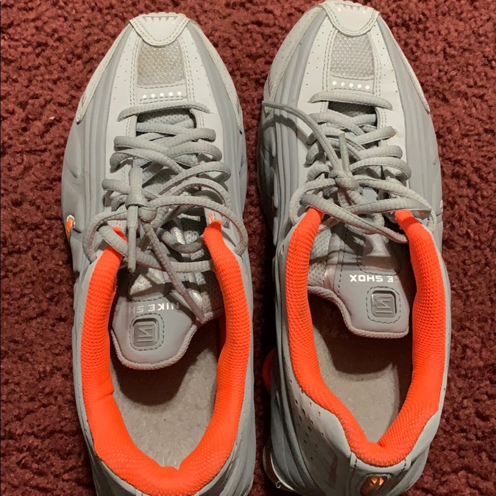 Orange and grey Nike shox